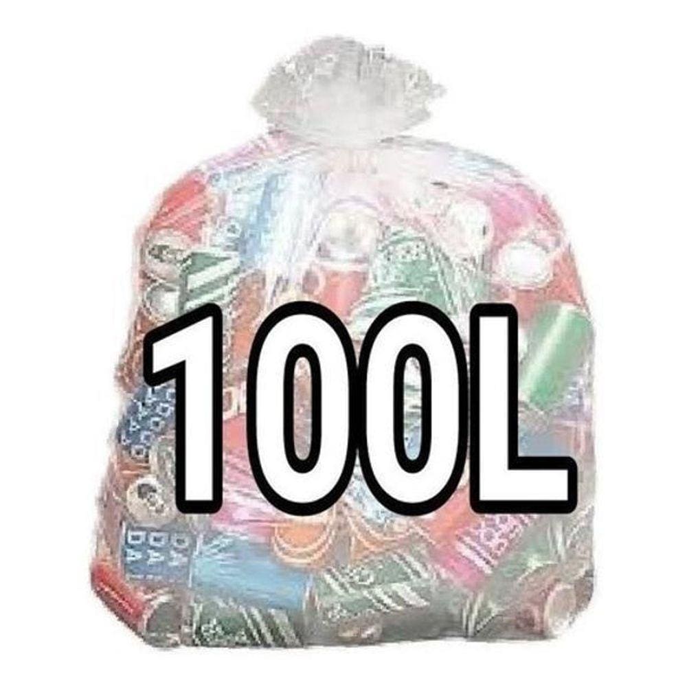 Kit 4 Saco De Lixo Transparente 100L Reforçado 100 Un