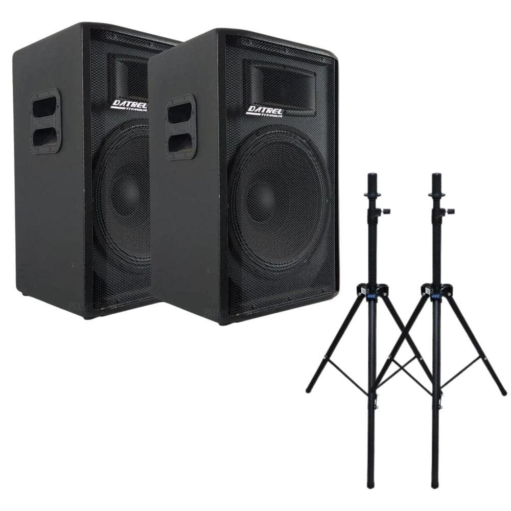 Par Caixas Ativa Datrel 15 300Wrms Titanium Bt + 2 Tripés