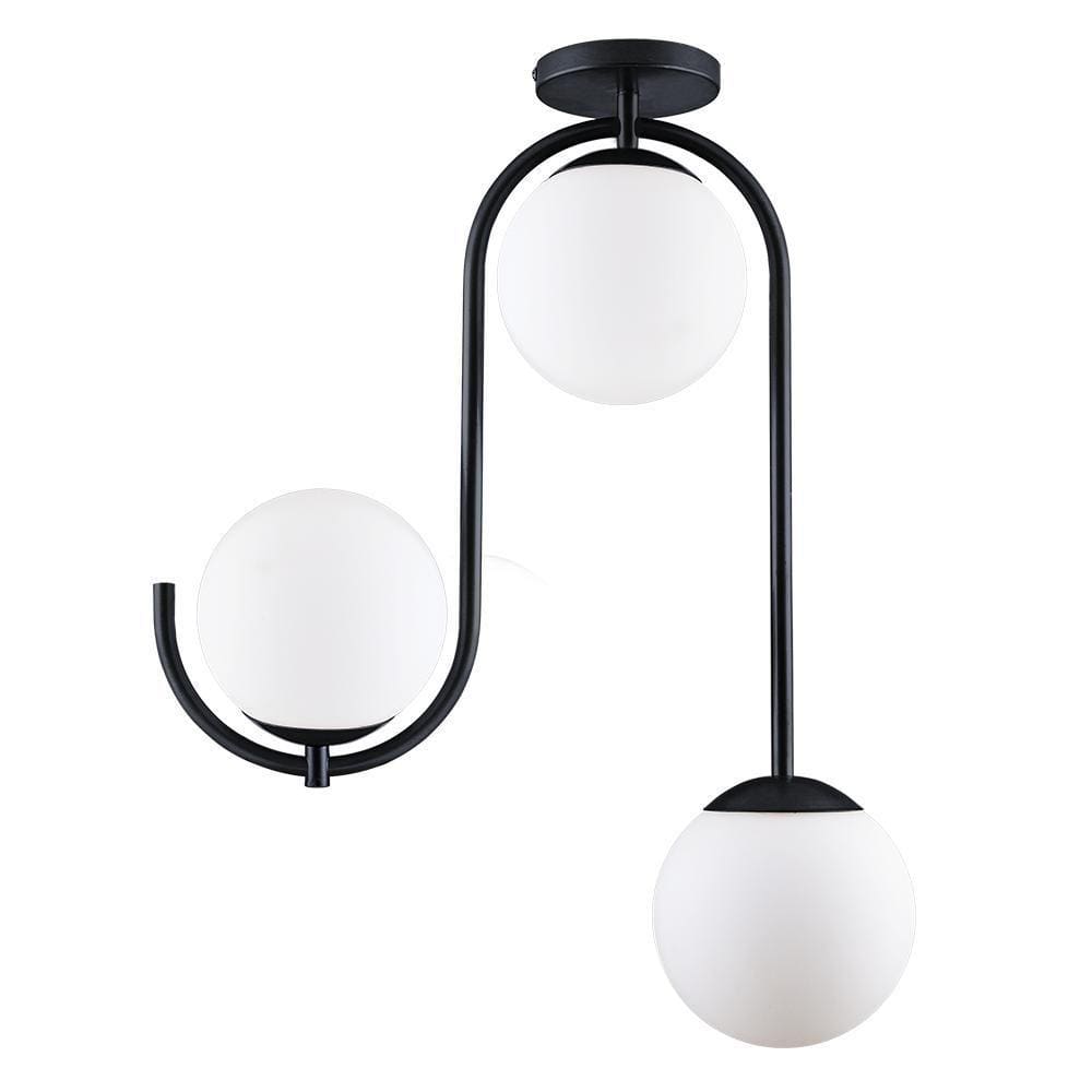 Lustre Plafon Flórida 03 Lâmpadas E27 Alumínio E Vidro