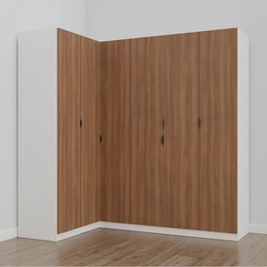 Guarda Roupa Modulado de Canto 6 Portas 3 Peças Hera Cabecasa Madeiramadeira Branco Geada/Louro/Preto