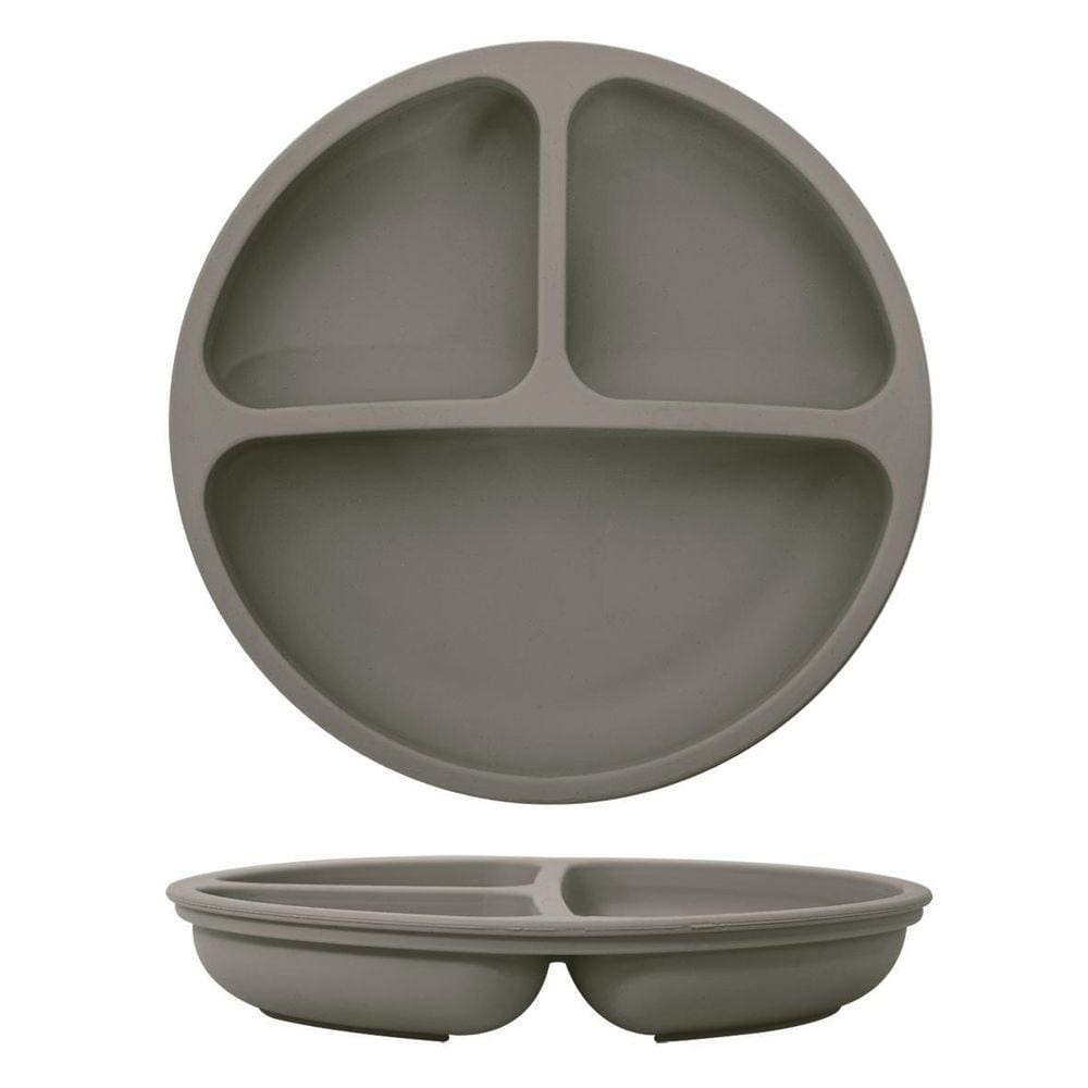 Prato De Silicone Com Divisória Kababy Cinza