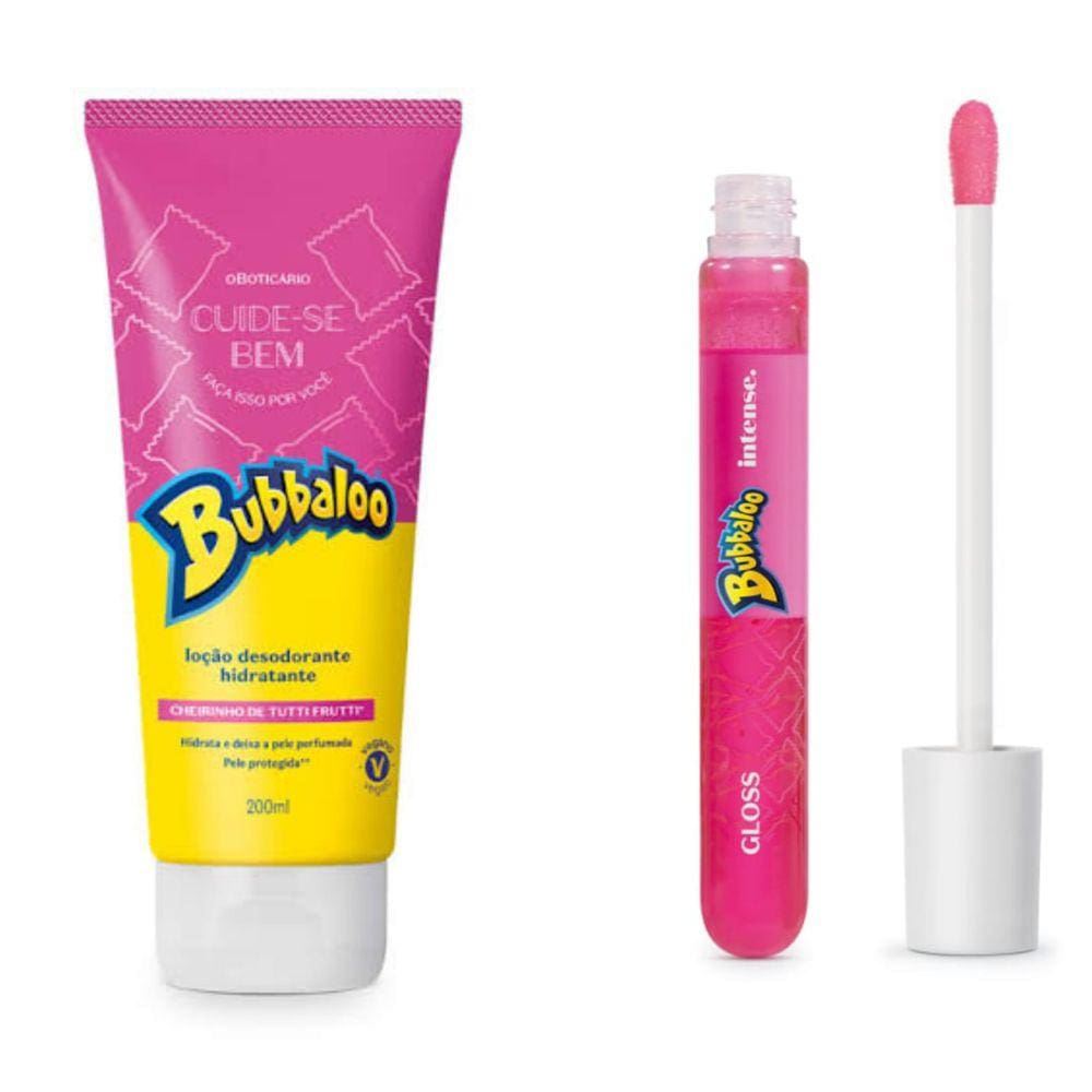Bubbaloo: Hidratatante 200ml + Gloss Labial Tutti Frutti