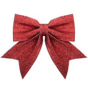 Enfeite Árvore Natal Laço Lacinho Vermelho Glitter Brilhante
