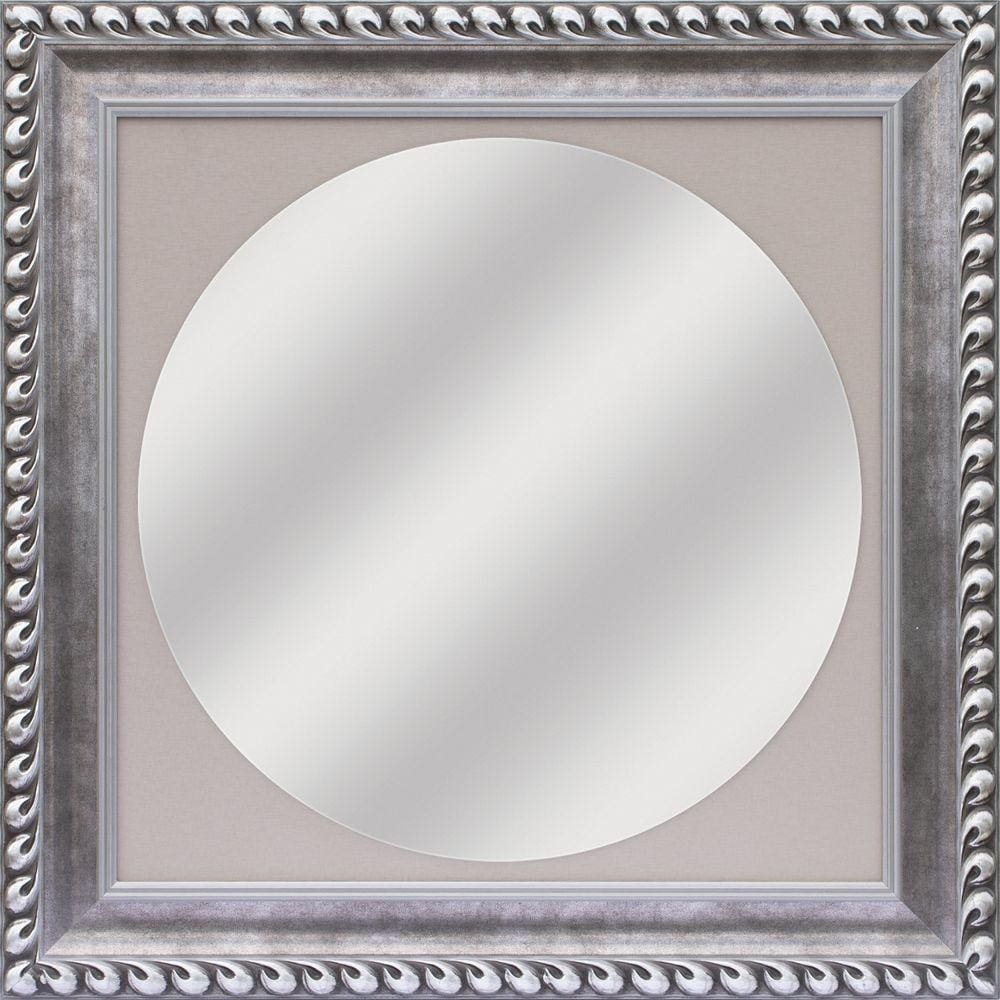 Espelho Redondo com Couro 60x60cm RT49 BW Quadros Prata