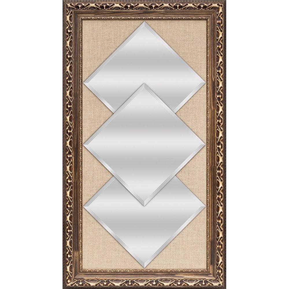 Quadro Bassano com 3 Espelhos de 50x50cm BS03 BW Quadros Marrom