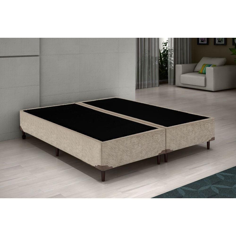 Cama Box Casal 138 Bipartido Bello Box - Suede Bege