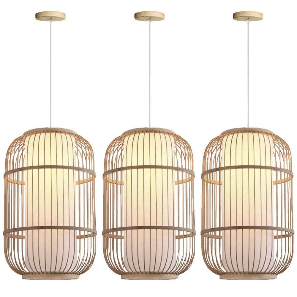 Kit 3 Pendente Bamboo Fibra Natural Artesanal Restaurante