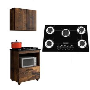 Kit Cozinha Balcão Armário Salvia e Cooktop 5 Bocas Chamalux