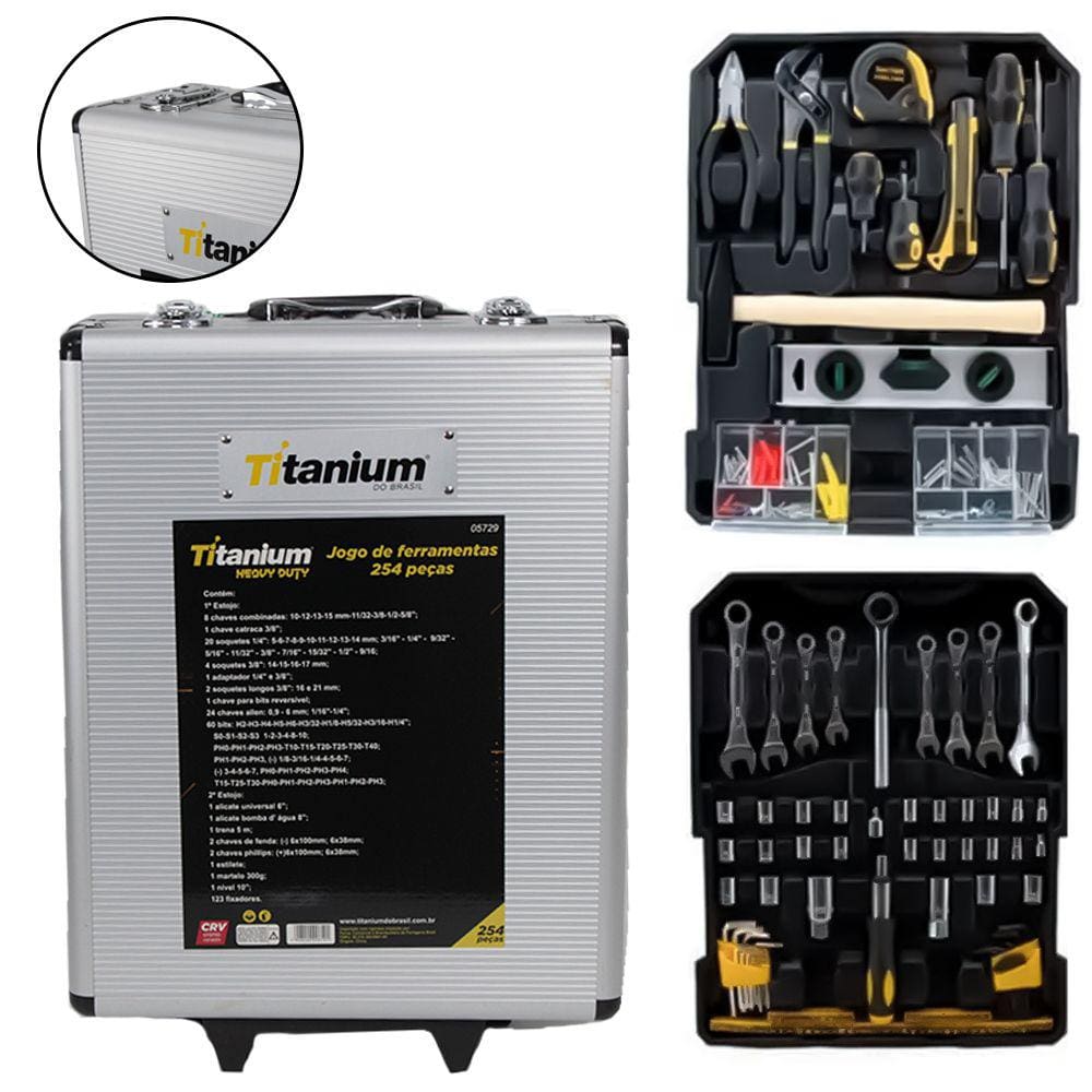 Kit Jogo E Maleta De Ferramentas 254 Peças 5729 Titanium