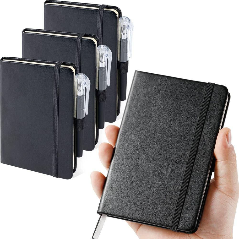 (3 Pacotes) Diário de Caderno de Bolso, Mini Cadernos Pequenos de Capa Dura com Canetas para o Trabalho, 3,7" x 5,7" A6 Notebook College Gov