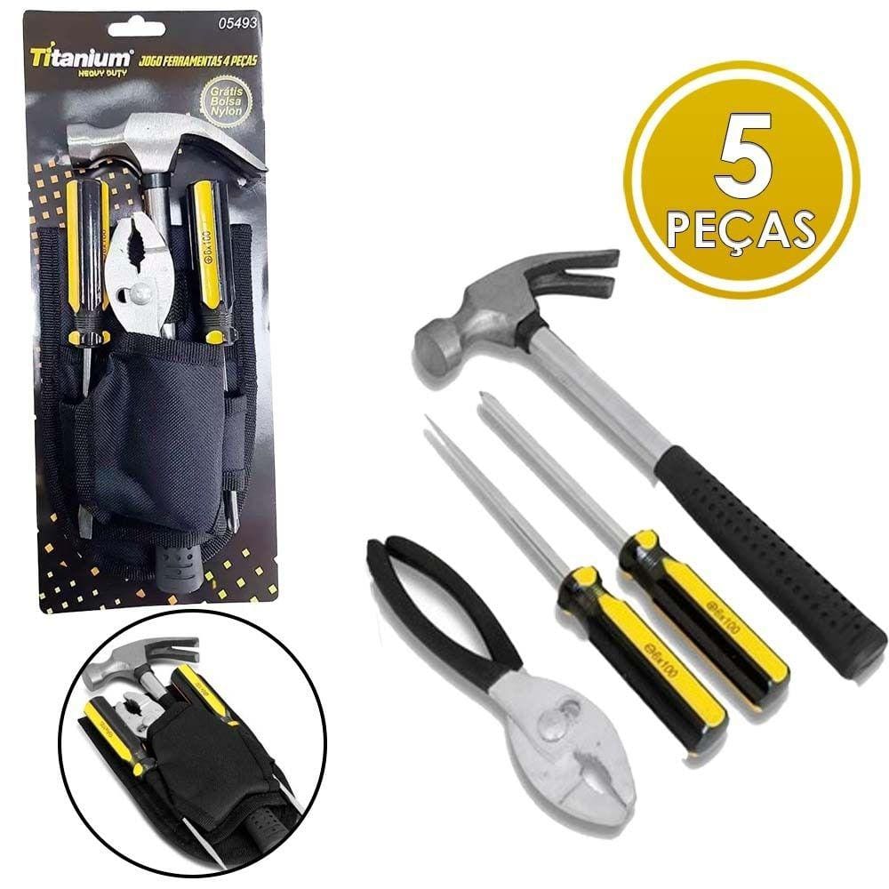 Kit Ferramentas Manuais 4 Pecas + Bolsa Nylon Titanium 5493
