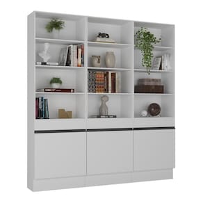 Armário/estante Escritório 3 Portas Multimóveis Mp7001 Branco/preto Branco/preto
