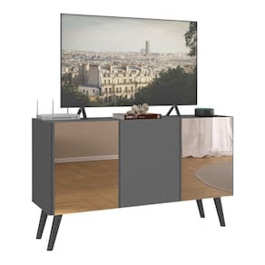 Rack Tv Até 32 Polegadas Retrô Com Espelhos Mp1078 Grafite preto