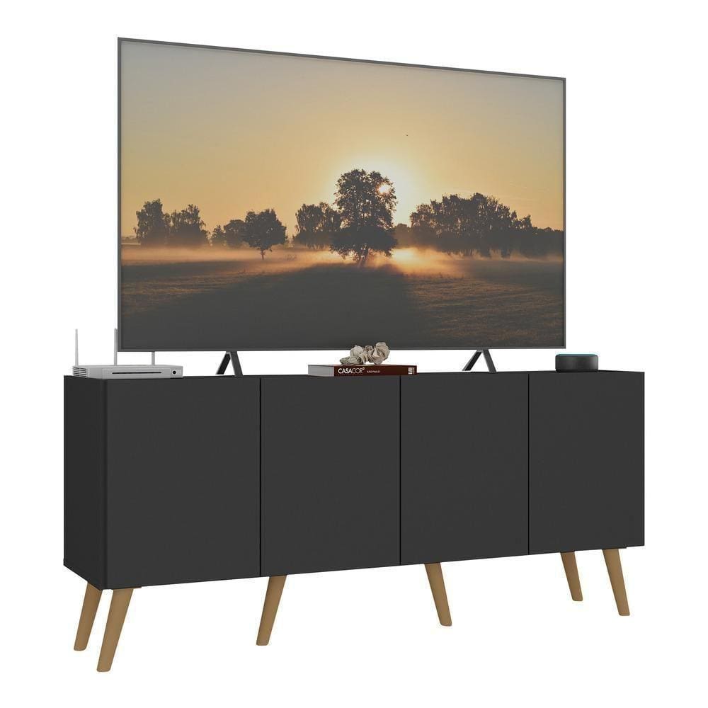 Rack Retrô Para Tv Até 50 Polegadas Com Mp1071 Preto natural