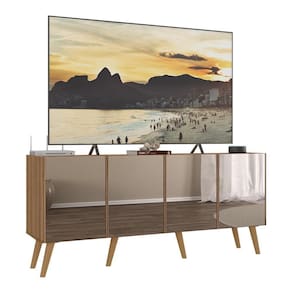 Rack Tv Até 50 Polegadas Retrô Com Espelhos Mp1082 Rustic natural