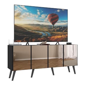 Rack Tv Até 50 Polegadas Retrô Com Espelhos Mp1082 Preto Preto