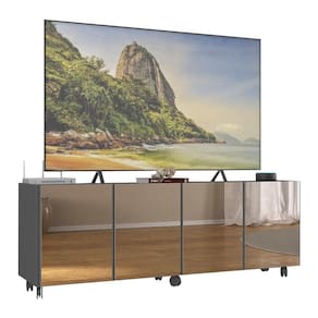 Rack Tv Até 50 Polegadas Com Rodízios E Espelhos Mp1080 Grafite Grafite