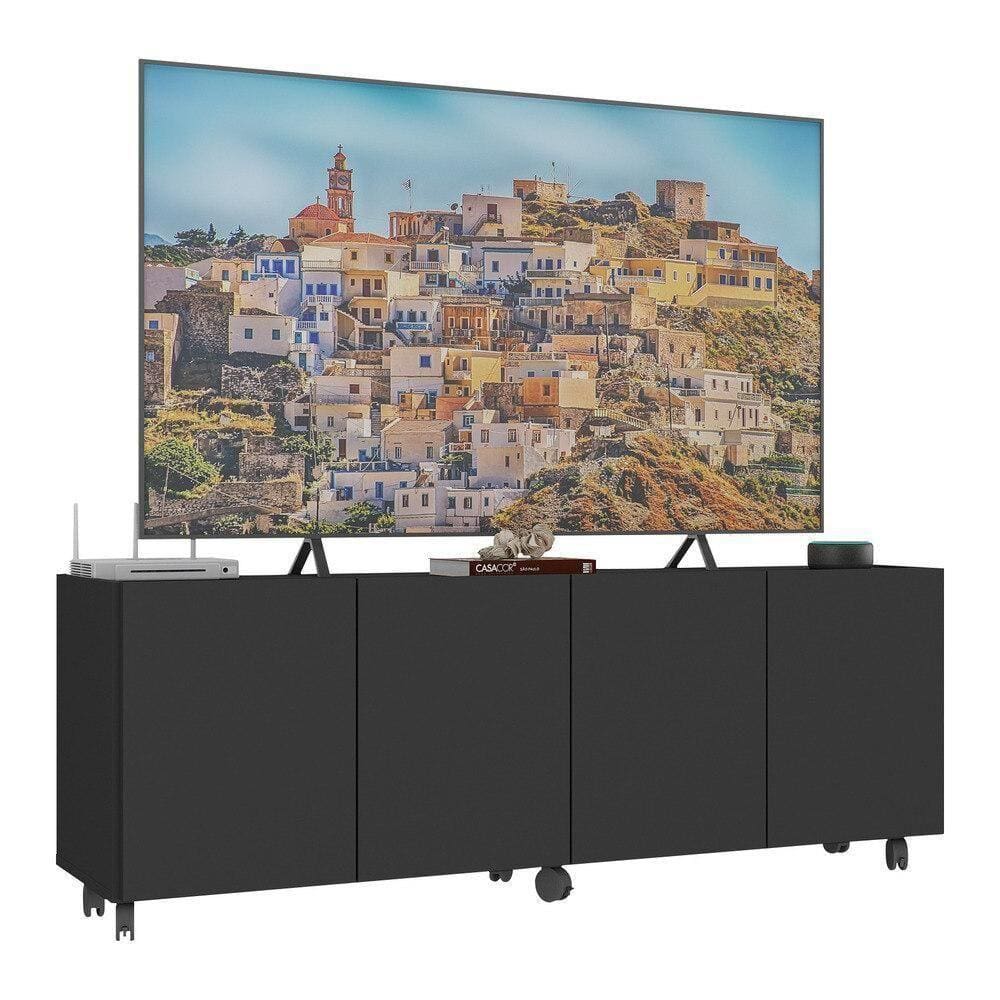 Rack Para Tv Até 50 Polegadas Com E Rodízios Mp1069 Preto Preto