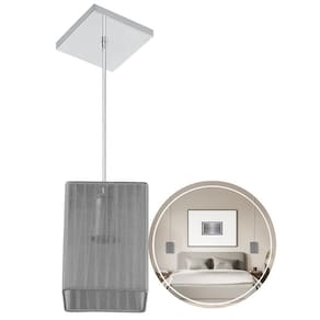 Lustre Pendente De Cupula Quadrada Organza Cinza
