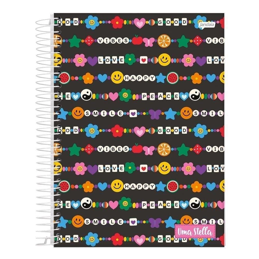 Caderno Espiral Jandaia 1/4 Capa Dura Stella 80 Folhas - Embalagem com 5 Unidades