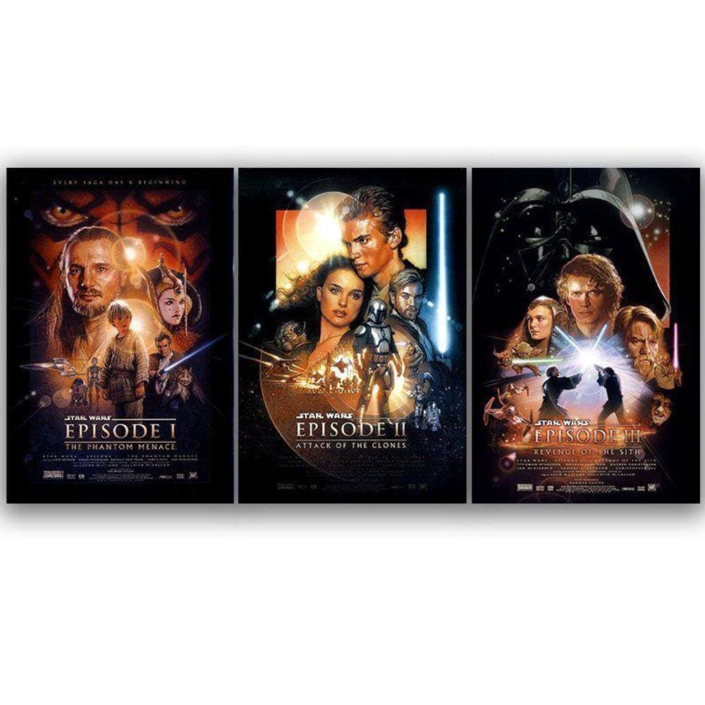 Kit Trio 3 Poster Decorativo A3 Brilhante Star Wars 1,2,3