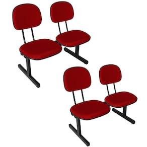Kit 2 Cadeiras Escritório Longarinas de 2 Lugares Ecoflex Vermelho