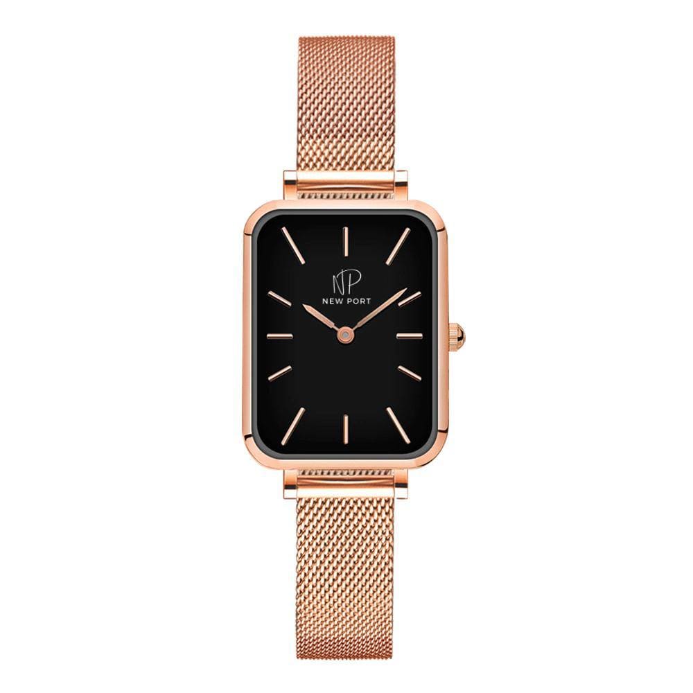 Relógio Quadrado Feminino Elegante Fino Analógico Minimalista Dourado Rosé