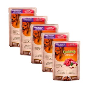 KIT 5 Ração Úmida Special Dog Ultralife para Cães Ad Sabor Carne ao Molho 100g