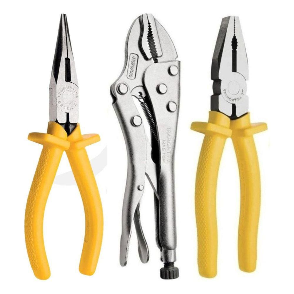 Kit Alicate Universal Meia Cana e Pressão 10Pol Tramontina