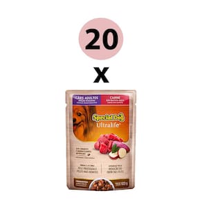 KIT 20 Ração Úmida Special Dog Ultralife para Cães Ad Sabor Carne ao Molho 100g