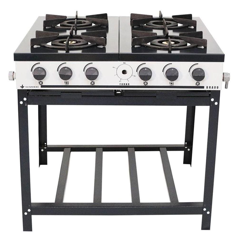 Fogão Industrial Gás Baixa Pressão Bravo 4 Bocas Br4b Venâncio