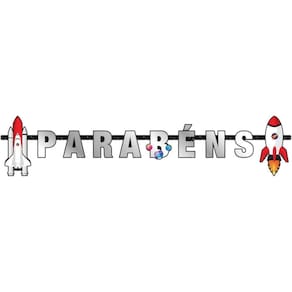 Faixa Decorativa Astronauta Parabéns 2,20m x 16cm