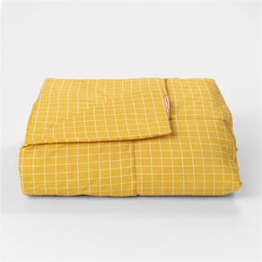 Edredom Solteiro Dupla Face Xadrez - Amarelo