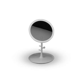 Espelho de Mesa Com Bandeja e Iluminação em Led Recarregável Via USB Botão Touch Ajuste de Ângulo