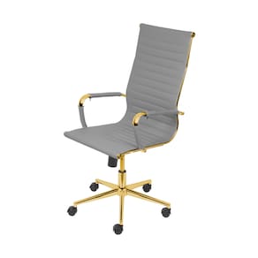 Cadeira De Escritório Giratoria Eames Cinza - Alta | Dourado Brilho