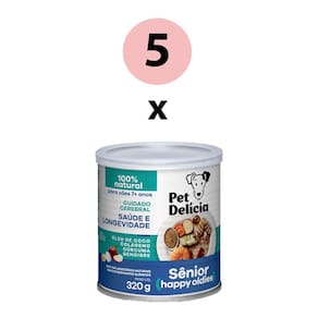 KIT 5 Ração Úmida Pet Delícia Cães Senior Happy Oldies 320g