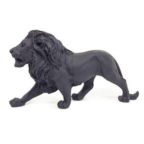 Estatua Enfeite de Resina Leão Preto Fosco 40cm