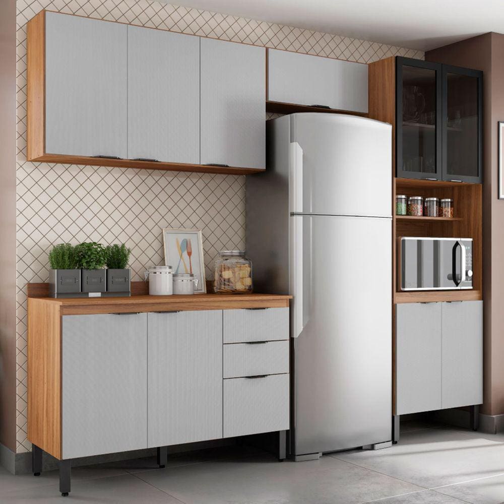 Cozinha Completa Firenze 11 Portas 2 Gavetas Amêndola Touch/Nude Prime Tx - Demóbile