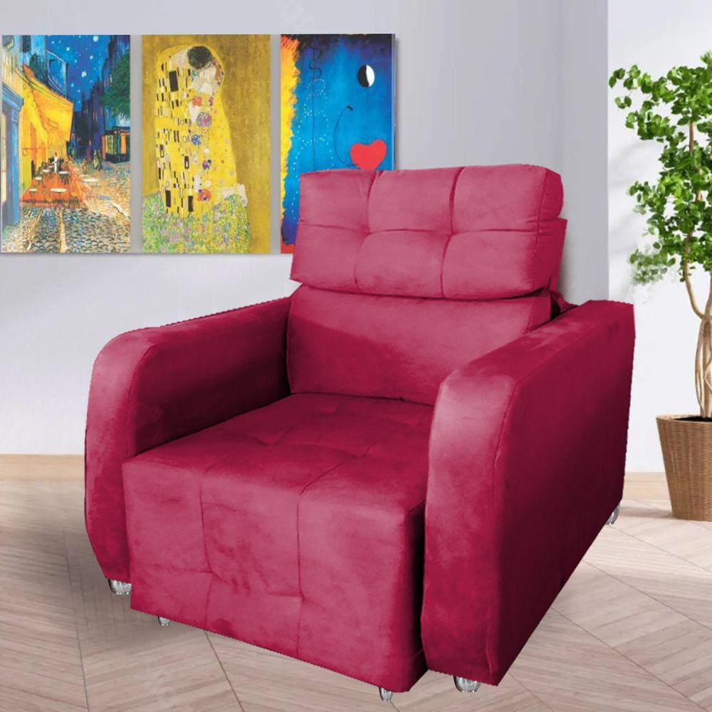 Poltrona Reclinavel Sala De Estar Safira Amamentação Vermelho