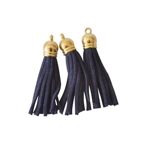 Pingente Tassel De Camurça 5Cm Mf-47 Azul Marinho 8 Un - Kit