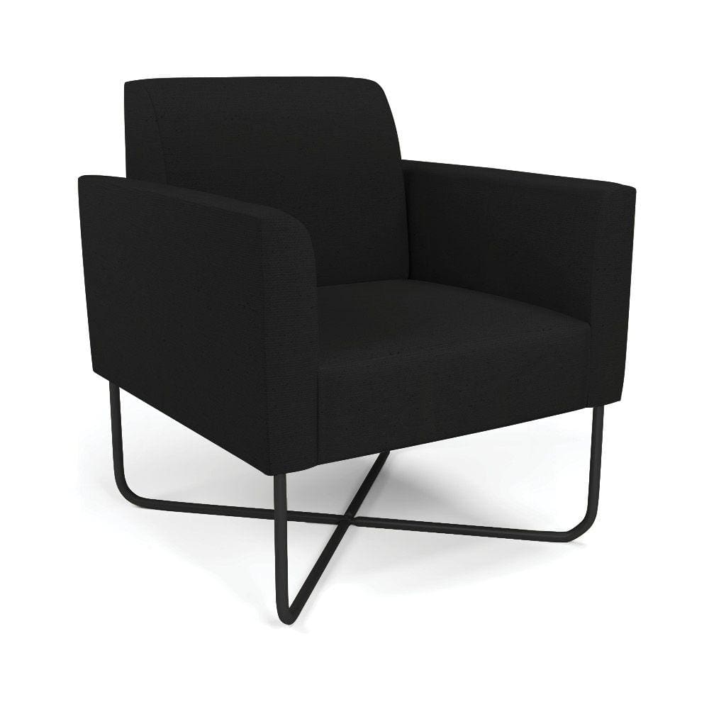 Poltrona Base X Industrial Preto Marisa Linho Preto A79 D03 - D`Rossi