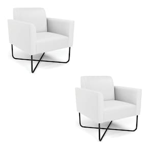 Kit 2 Poltronas Base X Industrial Preto Marisa Corino Branco D03 - D`Rossi