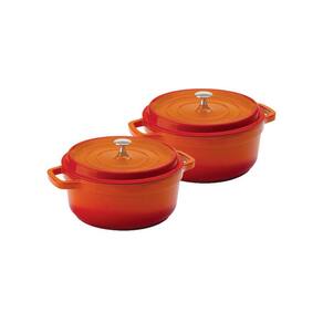Kit Conjunto Caçarola Hercules Revestimento Ceramico Indução Laranja 4,3L + 4,3L