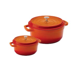 Kit Conjunto Caçarola Hercules Revestimento Ceramico Indução Laranja 3L + 6,8L