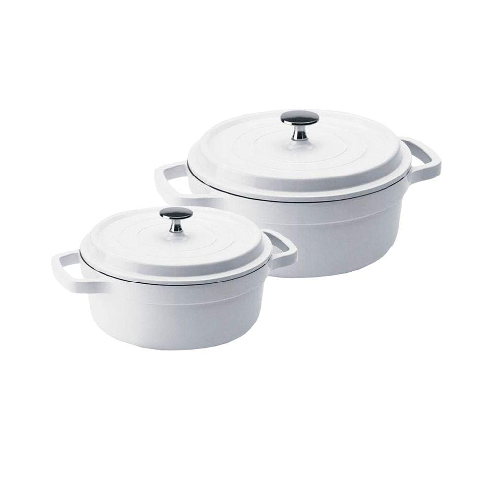 Kit Conjunto Caçarola Hercules Revestimento Ceramico Indução Branca 4,3L + 6,8L