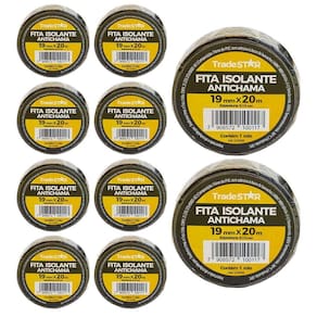 Kit 10 Rolos Pç Fita Isolante 20 Metros Preta