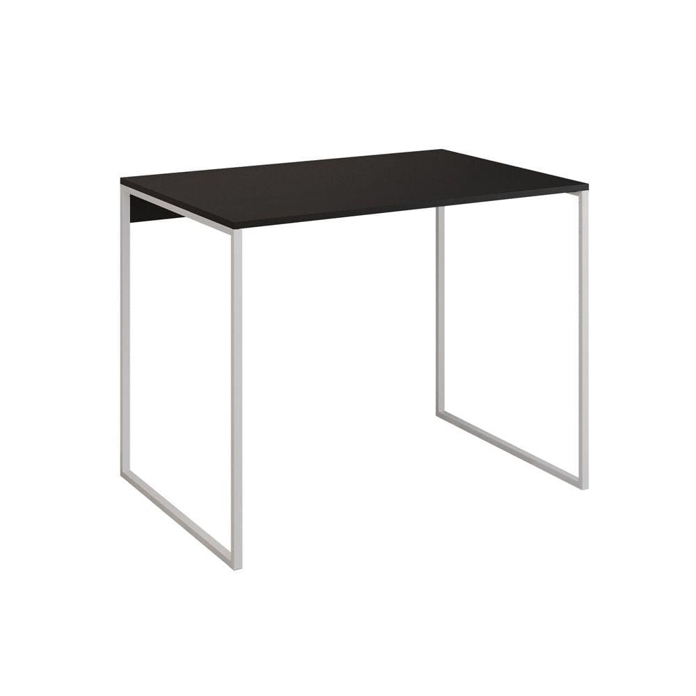 Escrivaninha Industrial Base Ferro Branco Tampo Mdp Preto 110x50