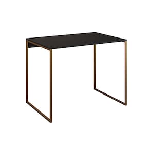 Escrivaninha Industrial Base Ferro Dourado Tampo Mdp Preto 90x50
