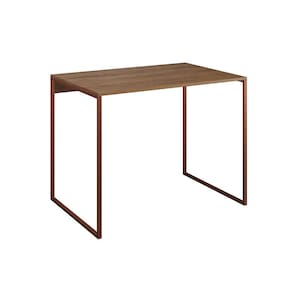 Escrivaninha Industrial Base Ferro Cobre Tampo Mdp Amêndoa 90x50