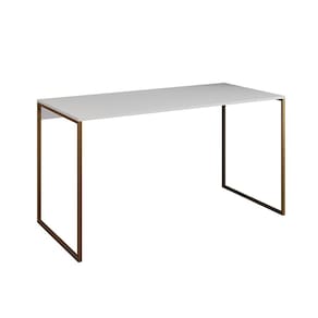 Mesa para Escritório Industrial Base Ferro Dourado Tampo Mdp Branco 120x60